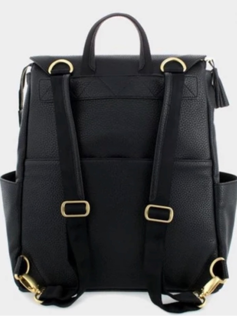 Freshly Picked Black Faux Leather Diaper Backpack with Gold Hardware Larger Size - Picture 3 of 11